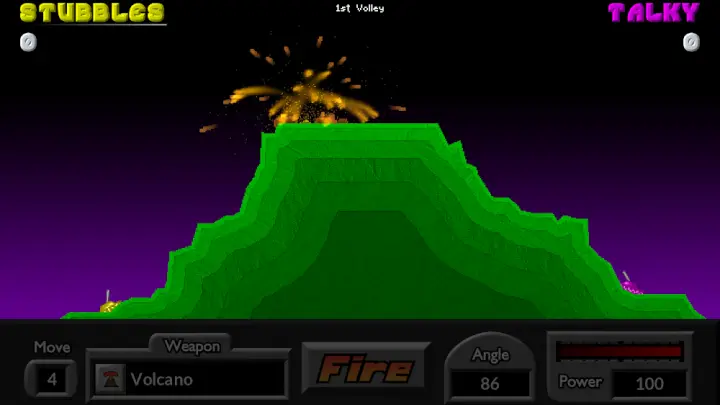 Gameplay screenshot of Pocket Tanks